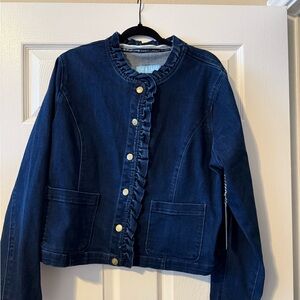 NWT Draper James XXL Women's Blue Denim Ruffled Jacket